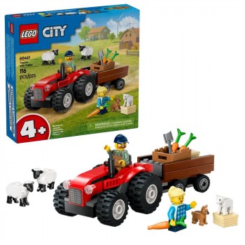 Конструктор LEGO City Червоний фермерський трактор із причепом і вівцями 60461
